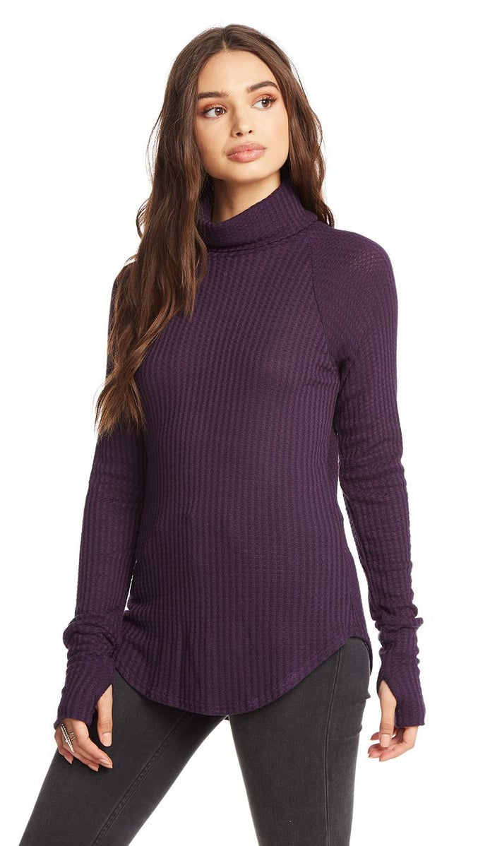 Chaser LA Purple Amethyst Turtleneck Waffle Thumbholes I ShopAA