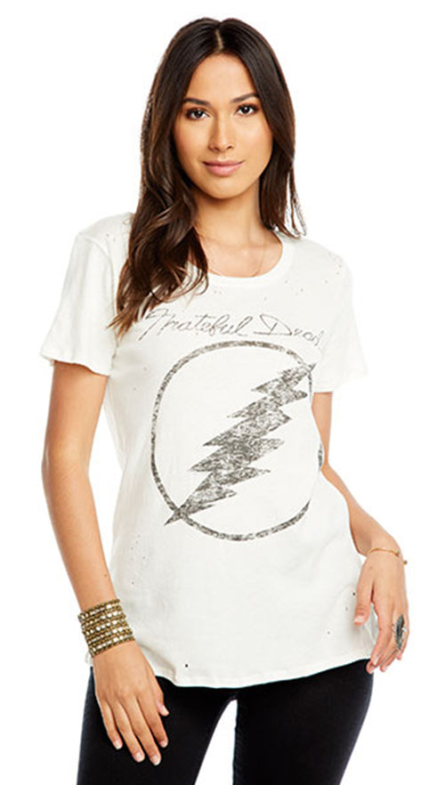 Chaser Grateful Dead Lightning Graphic Crew Neck Tee Shirt Top | ShopAA