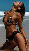 Maui Blush & Black Triangle Lace Scrunch Sexy Bikini by Chynna