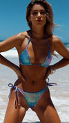 Chynna Dolls Swimwear Laguna Blue Pink Shimmer Tie Dye Metallic Bikini