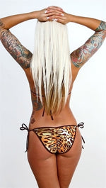 Dare Me Bikini Brown & Green Leopard Print w/ Brown Ties