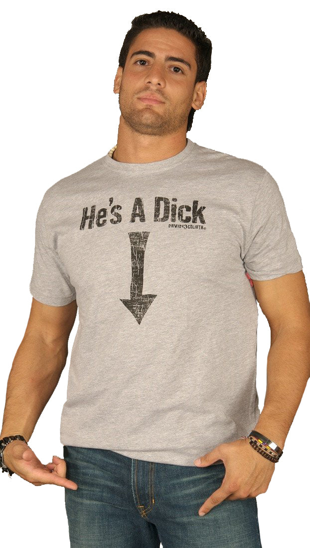 David & Goliath Mens Hes a Dick Short Sleeve Tee Shirt Grey