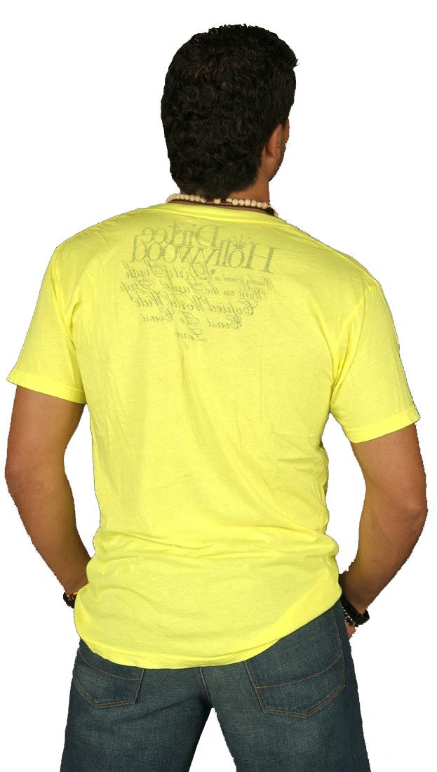 Dirtee Hollywood Mens Basic V-Neck Tee Yellow