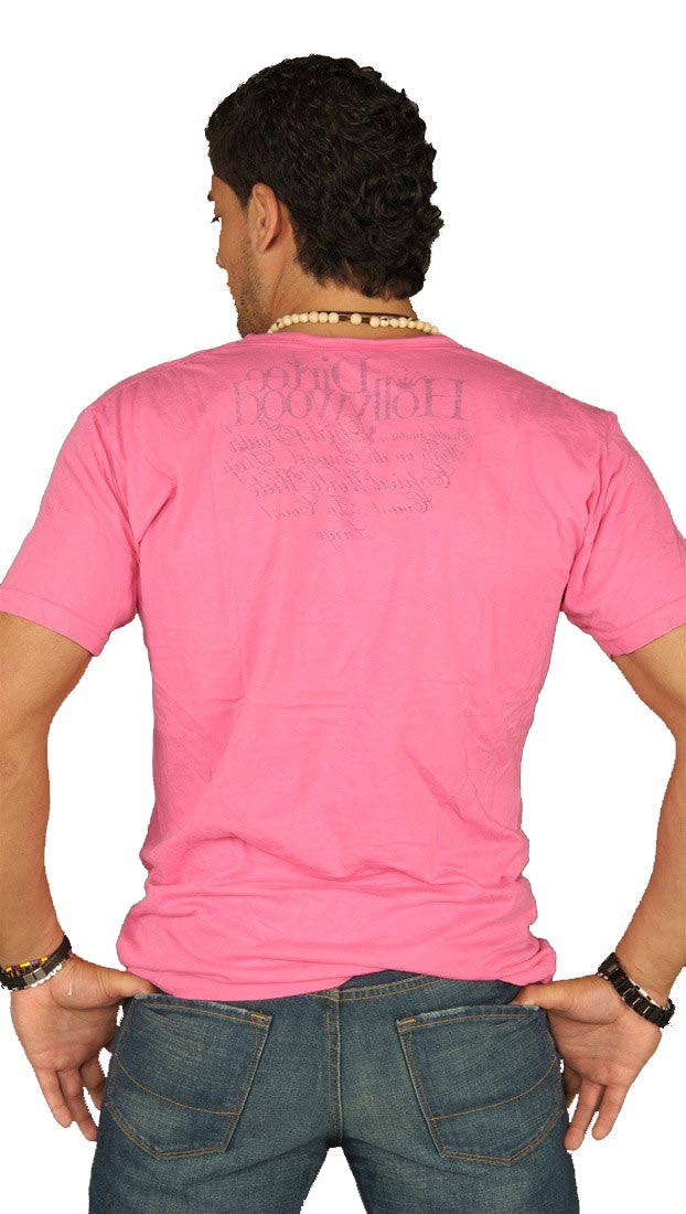 Dirtee Hollywood Mens Basic V-Neck Tee Pink