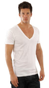 Dirtee Hollywood Mens Basic V-Neck Tee Bright White