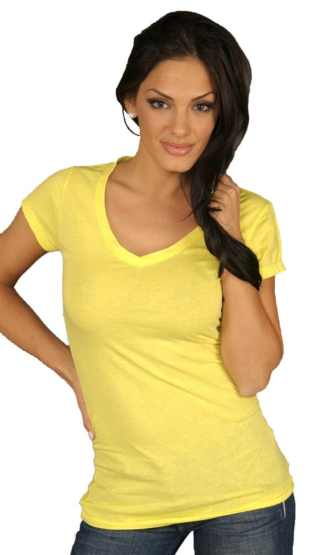 Dirtee Hollywood Basic V-Neck Tee Yellow