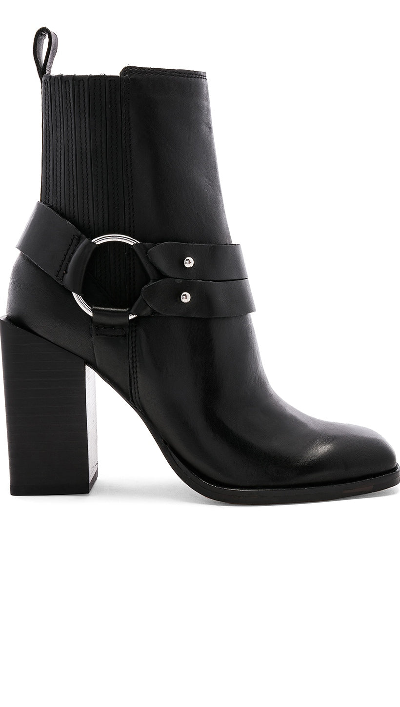 Dolce Vita Isara Bootie Black Leather High Block Heel ShopAA
