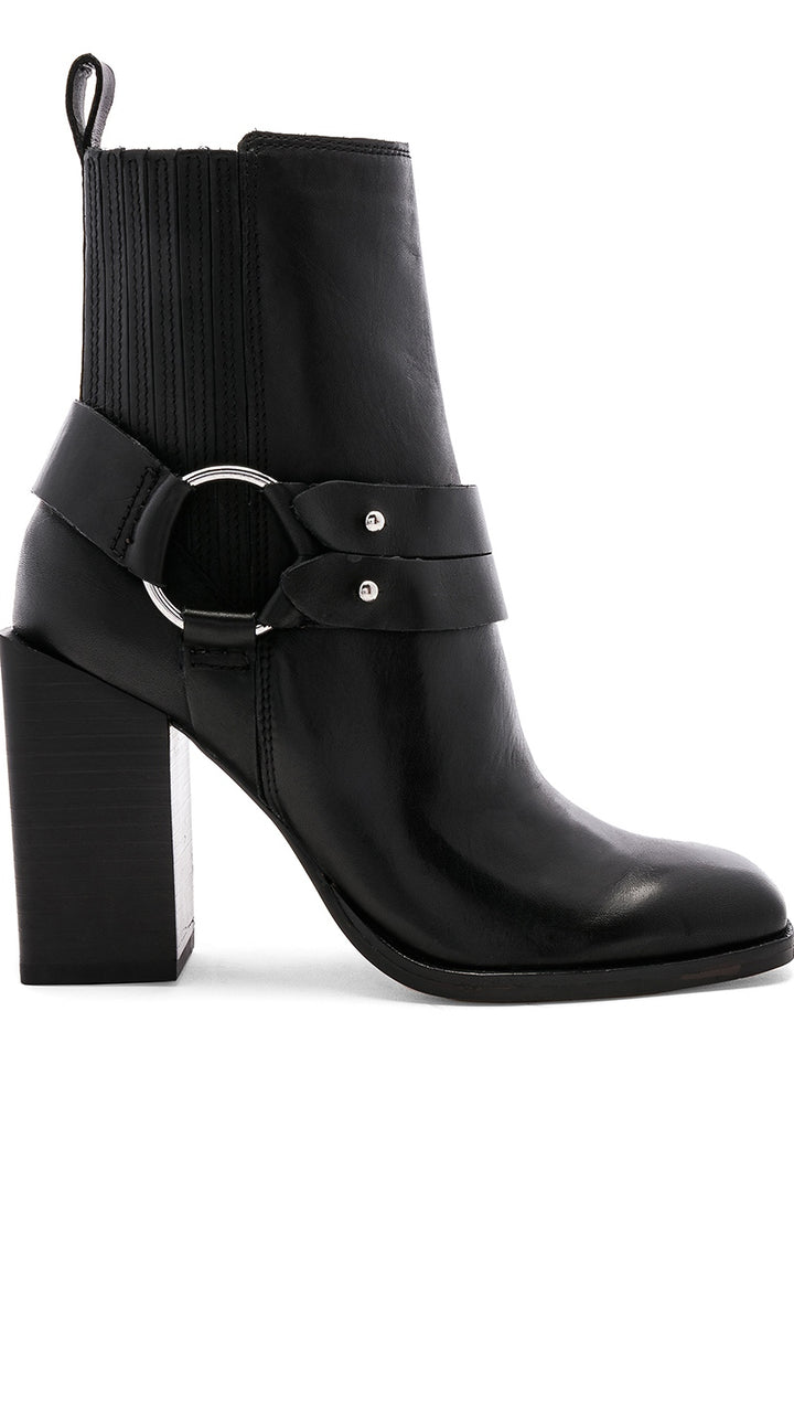 Dolce Vita Isara Bootie Black Leather High Block Heel ShopAA