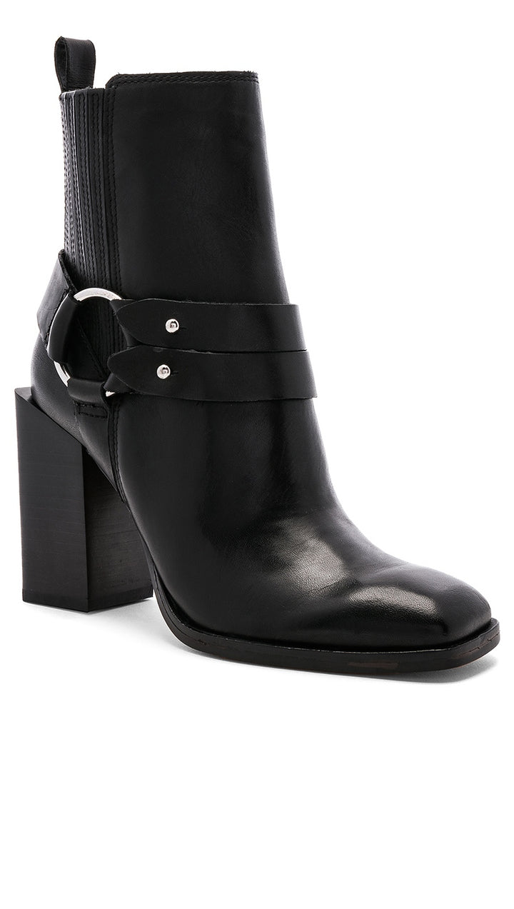 Dolce Vita Isara Bootie Black Leather High Block Heel ShopAA