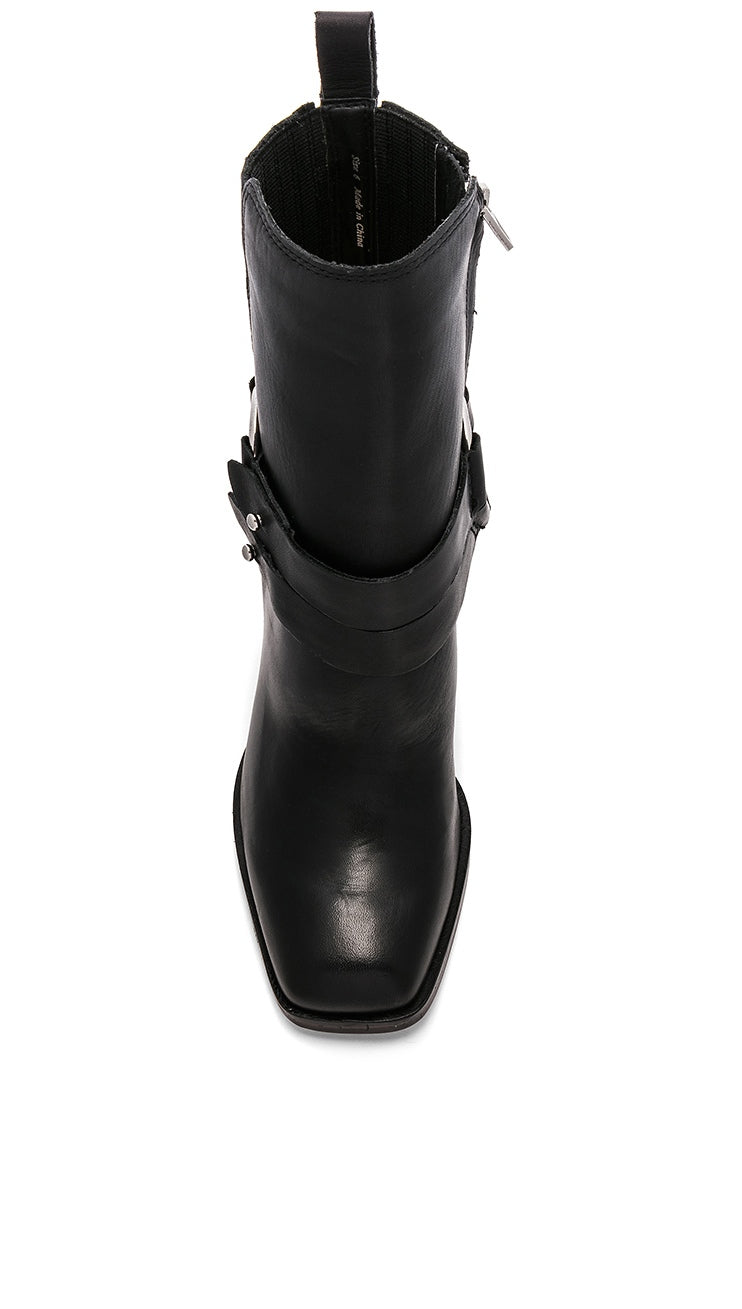 Dolce Vita Isara Bootie Black Leather High Block Heel ShopAA