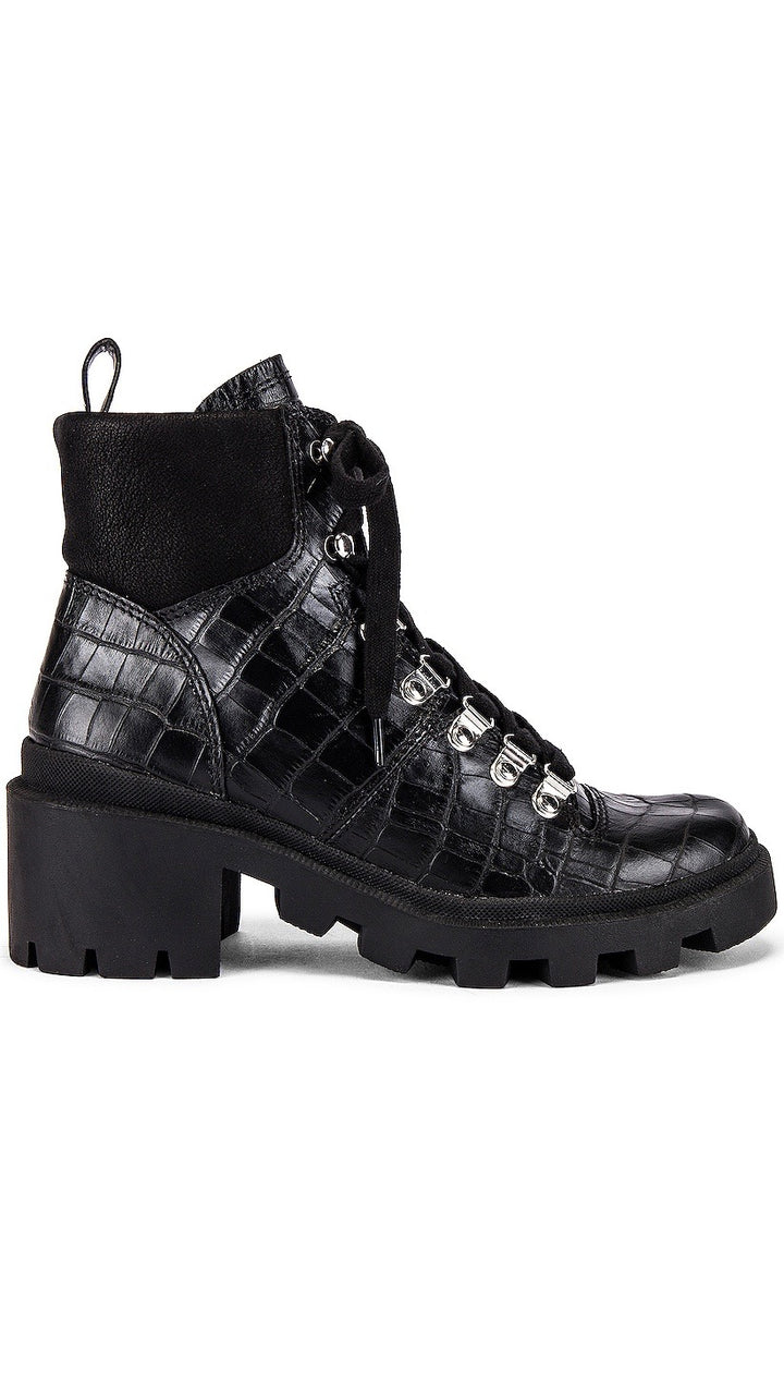 Dolce Vita Rubi Ankle Bootie Black Noir Croco Block Heel Shoes ShopAA