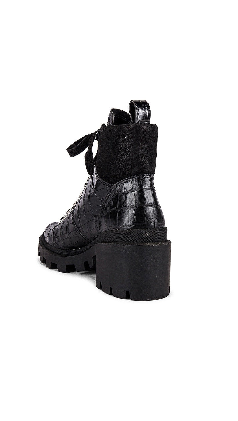Dolce Vita Rubi Ankle Bootie Black Noir Croco Block Heel Shoes ShopAA