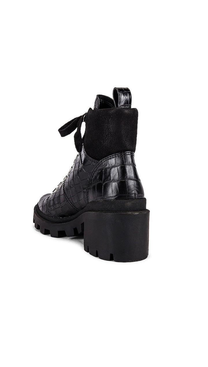 Dolce Vita Rubi Ankle Bootie Black Noir Croco Block Heel Shoes ShopAA