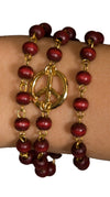 Ettika Peace Rosary Wrap Red Wood Bead Bracelet Necklace