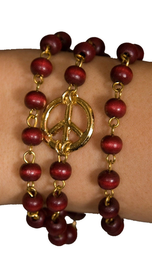Ettika Peace Rosary Wrap Red Wood Bead Bracelet Necklace