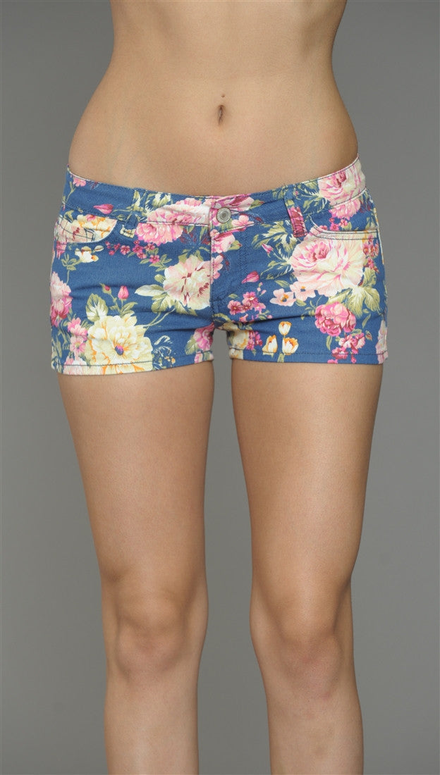 Klique B Floral Print Shorts in Navy