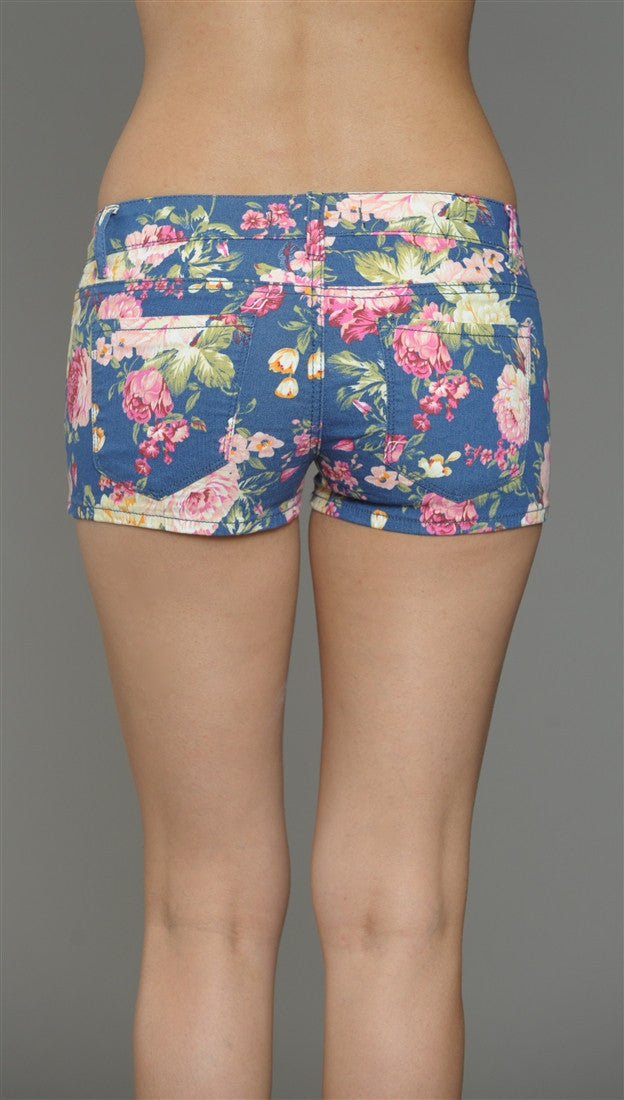 Klique B Floral Print Shorts in Navy
