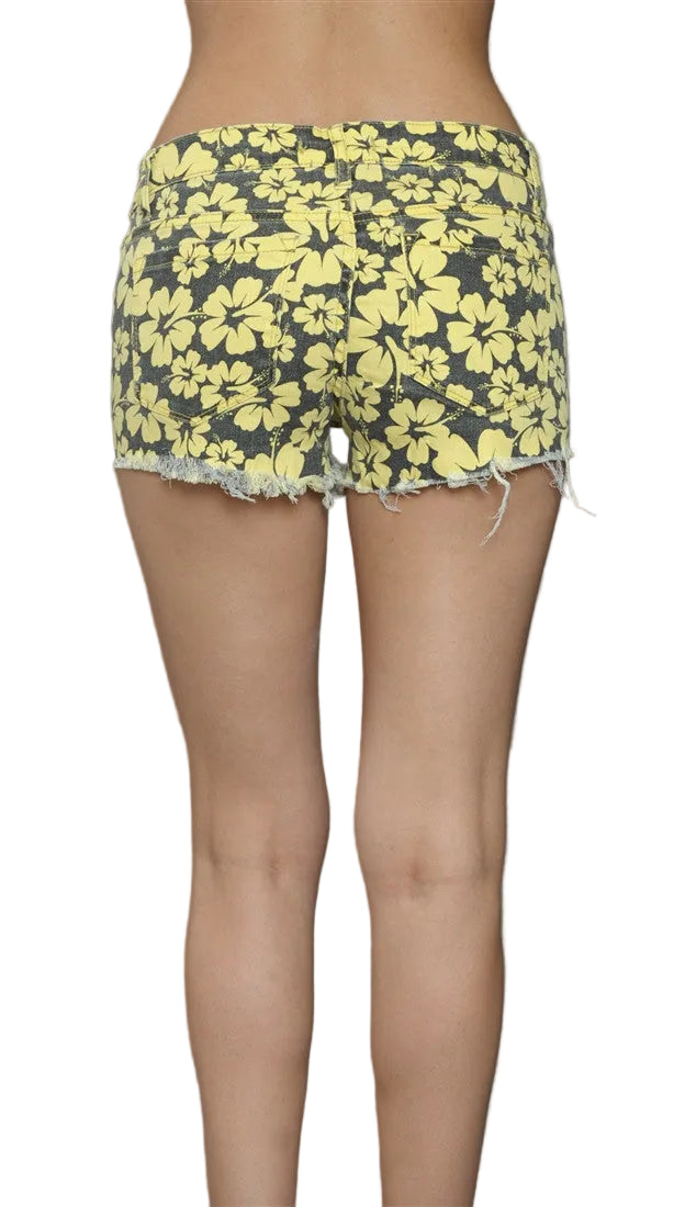 Klique B Hawaiian Print Distressed Cut Off Shorts