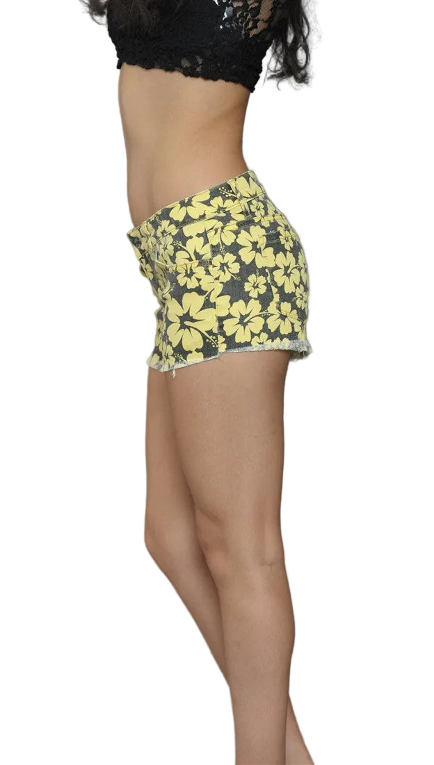 Klique B Hawaiian Print Distressed Cut Off Shorts