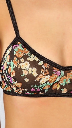 For Love and Lemons Bra Top in Black Floral Print