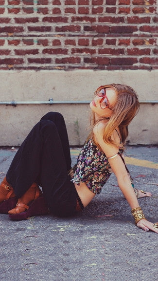 For Love and Lemons Tour Bus Tank in Black Flower