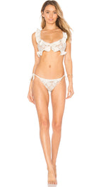 For Love & Lemons Corsica Lacey Ruffle Bikini Bottom White Lace l ShopAA