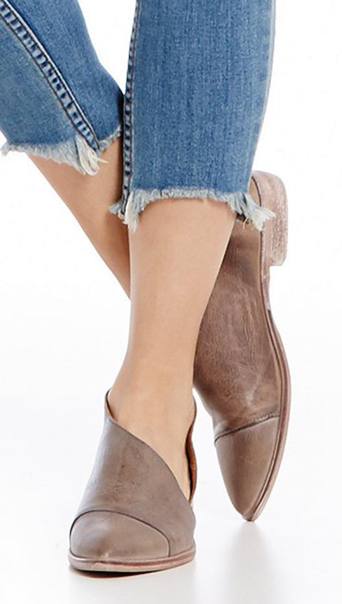 Free People Royale Flat Leather Grey Cut Out d'Orsay Shoes I ShopAA