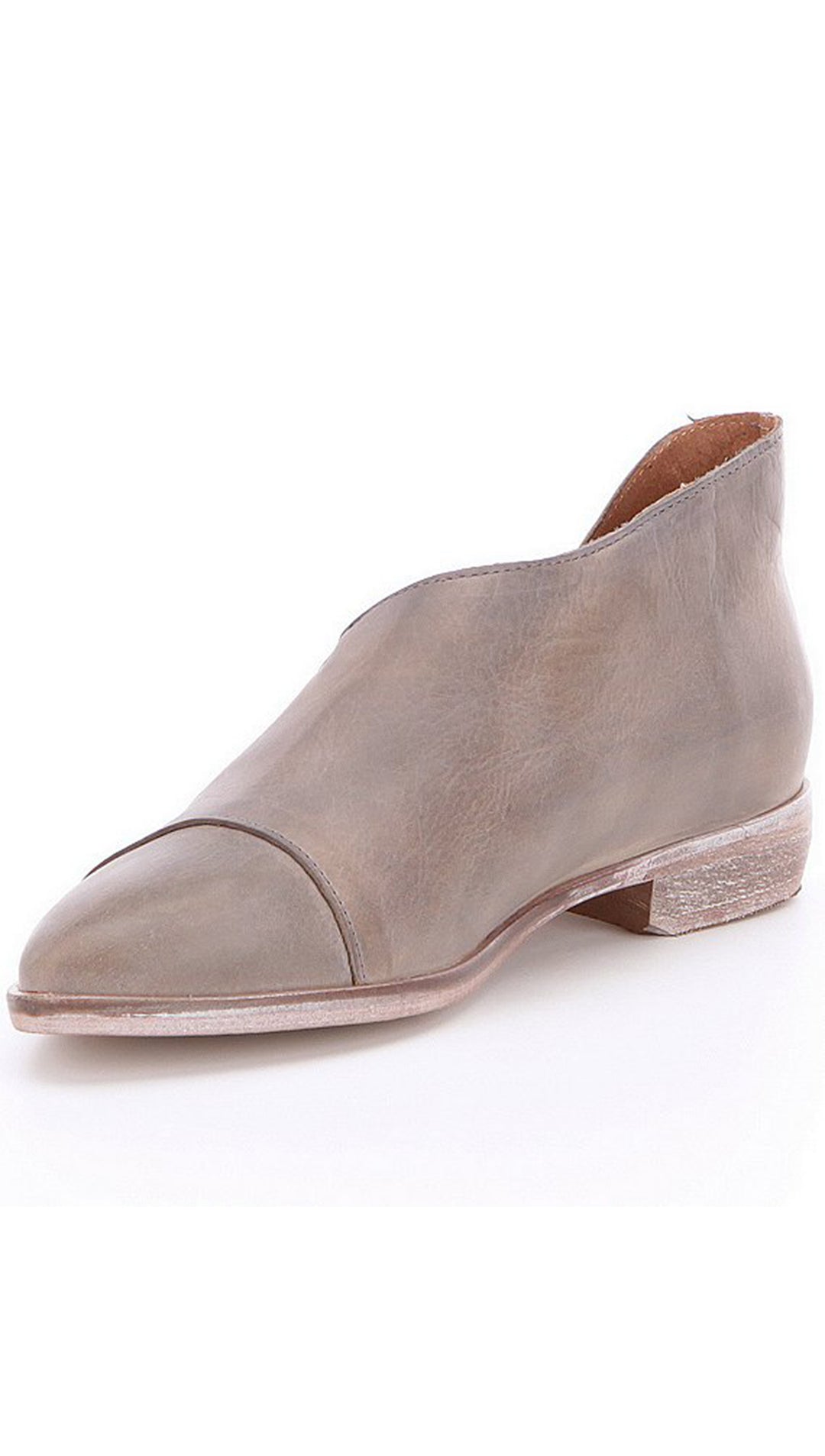 Free People Royale Flat Leather Grey Cut Out d'Orsay Shoes I ShopAA