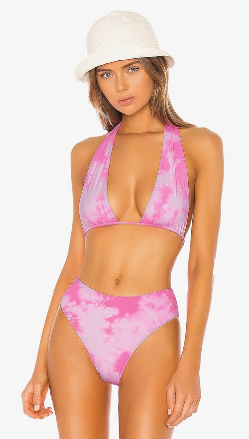 Frankies Bikinis X Sofia Richie Jordan Halter Top Pink Tie Dye | ShopAA