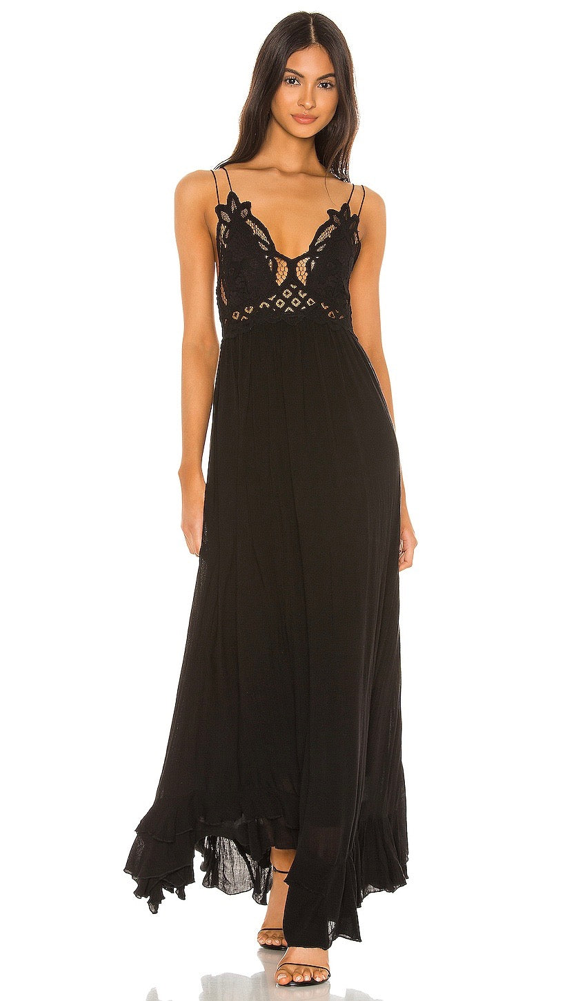 Free People Adella Maxi Dress Black Lace Crochet | ShopAA