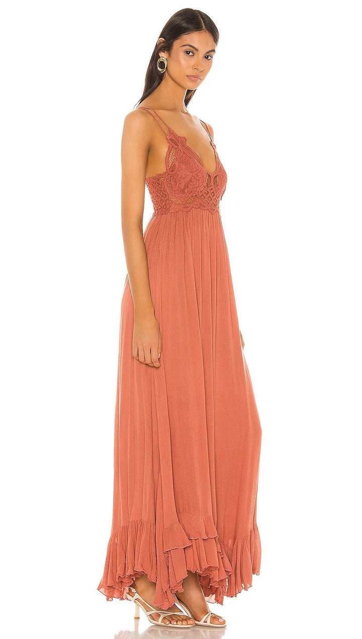 Free People Adella Maxi Dress Copper Lace Crochet | ShopAA