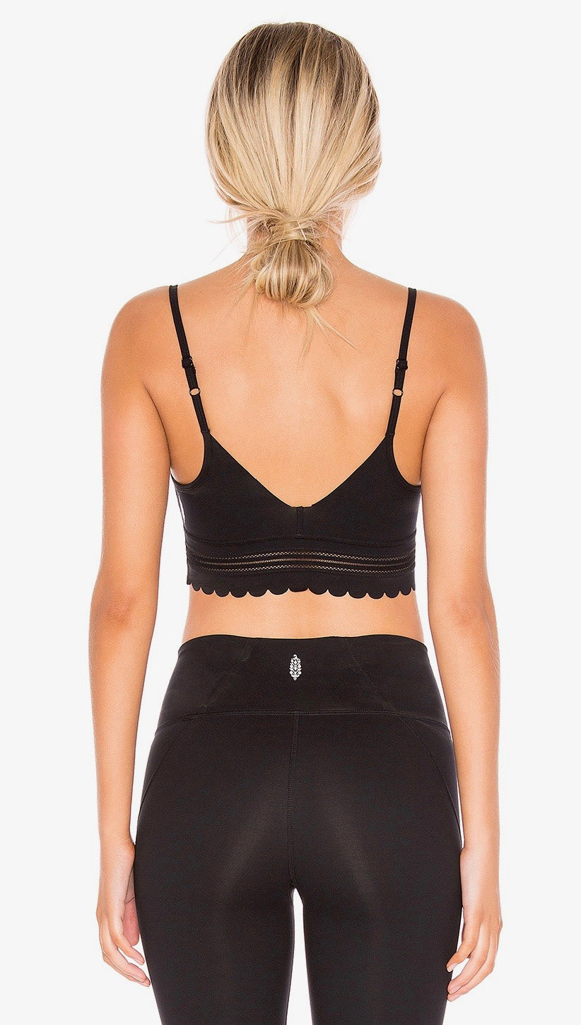 Free People Genesis Sports Bra Black Scallope Eyelet FP Movement | ShopAA