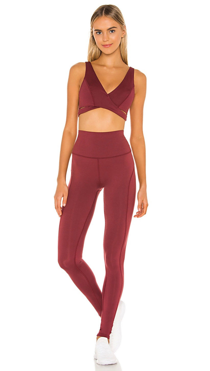 Free People Good Times Sports Bra Wine Redwood Crisscross Strappy 