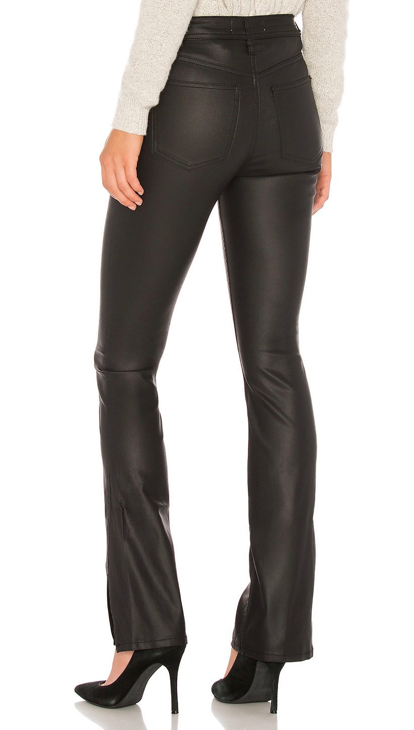 Free People Spellbound Coated Bootcut Jean Black Faux Leather | ShopAA