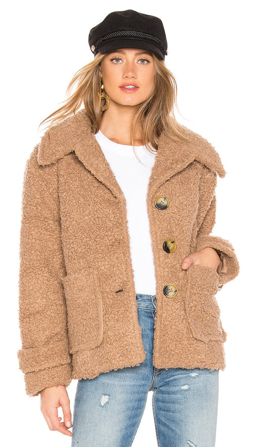 Free People So Soft Cozy Peacoat Brown Coat Jacket Fur | ShopAA