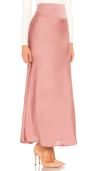 Free People Normani Bias Midi Skirt Dusty Mauve Pink Silk Satin | ShopAA