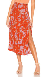 Free People Retro Love Midi High Waist Skirt Burnt Orange Floral I ShopAA
