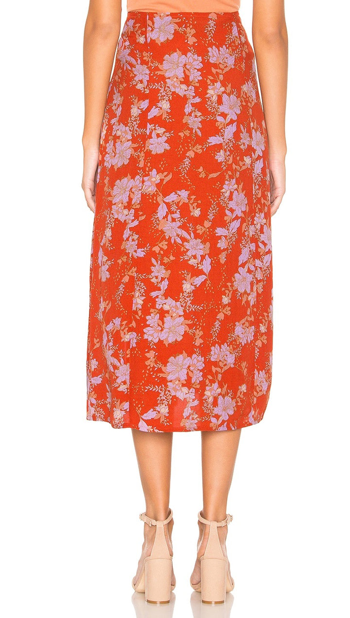 Free People Retro Love Midi High Waist Skirt Burnt Orange Floral I ShopAA