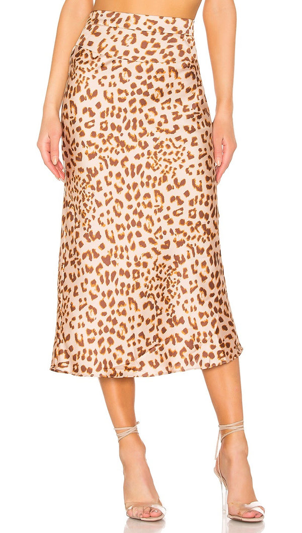 Free People Normani Bias Midi Skirt Leopard