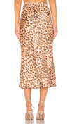 Free People Normani Bias Midi Skirt Leopard Print High Waist Silk Satin | ShopAA