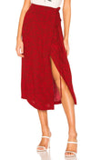 Free People Yasmin Tied Midi Wrap Skirt Raspberry Red Floral I ShopAA