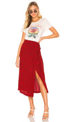 Free People Yasmin Tied Midi Wrap Skirt Raspberry Red Floral I ShopAA