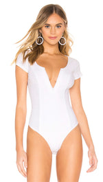 Free People Deep Conversation Bodysuit White V Wire Top I ShopAA 