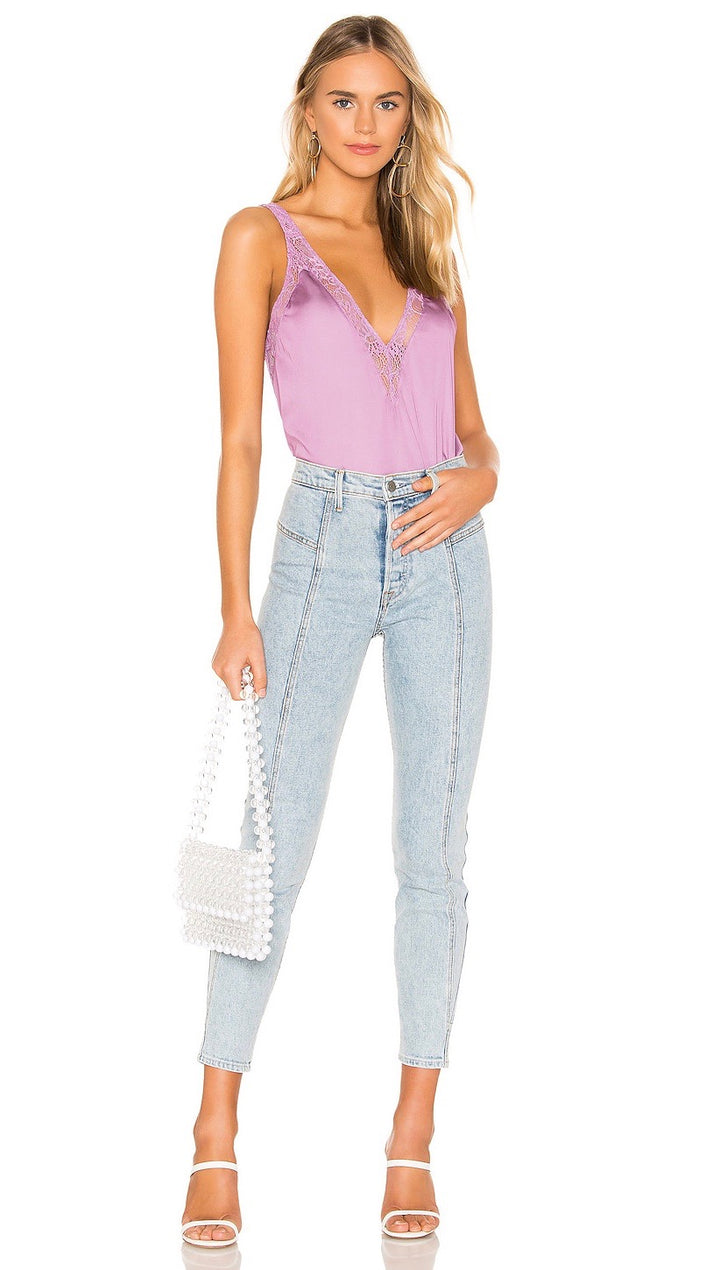 Free People In My Head Silk Satin Lace Cami Tank Top Pink V Neck 