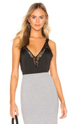 Free People In My Head Silk Satin Lace Cami Tank Top Black V Neck 