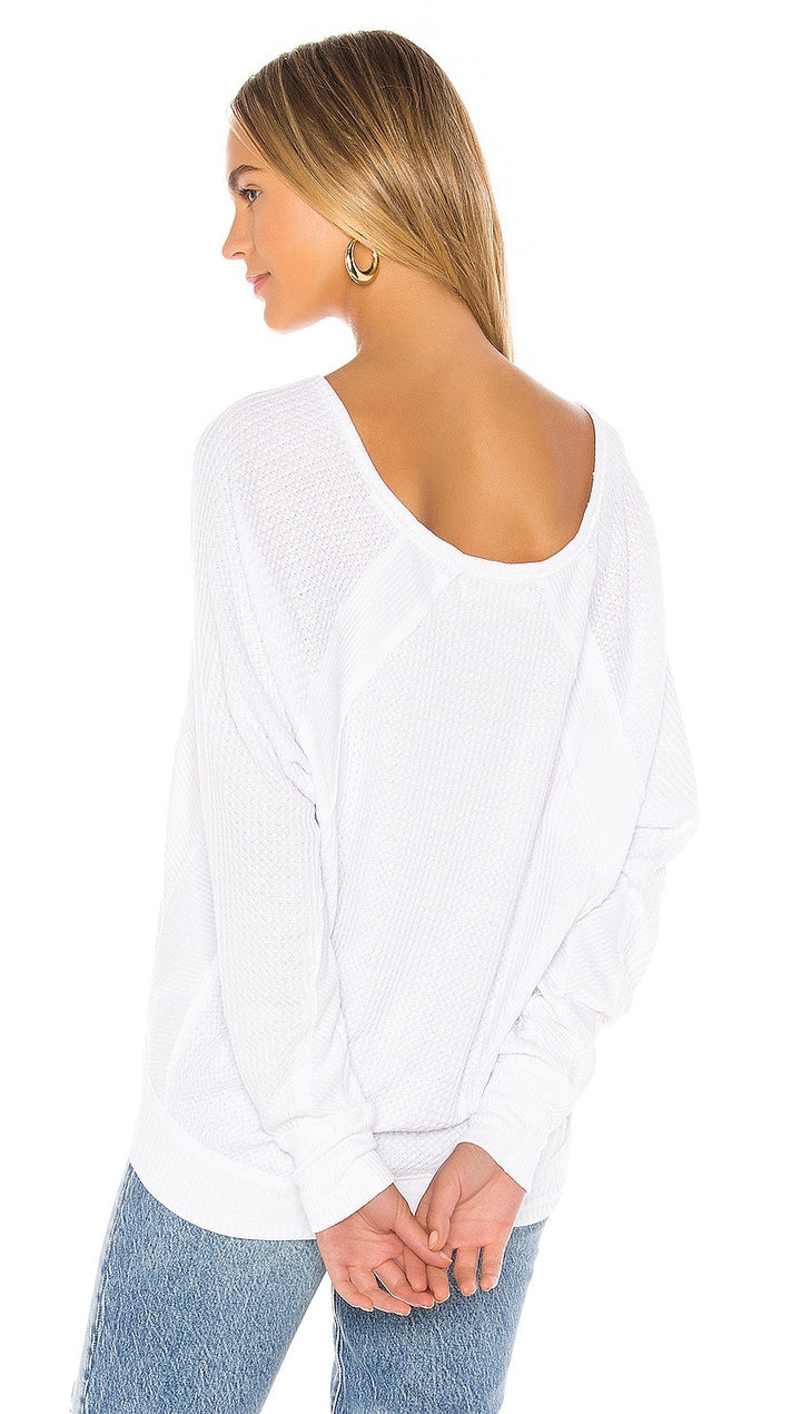 Free People Santa Clara Thermal Dolman White Waffle Knit Top I ShopAA