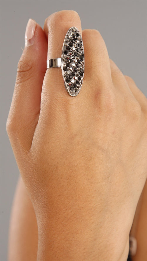 Funky Girl Bling Jewelry Oval Crystal Ring