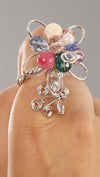 Funky Girl Bling Jewelry Metal Wire Glass Crystal Ring