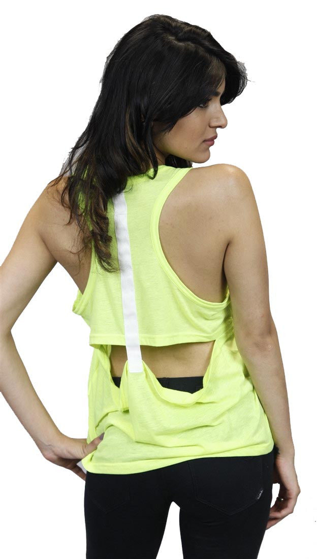 Funktional T-Back Cut Out Tank in Neon Yellow