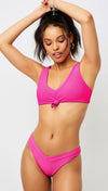 Frankies Bikinis Austin Bottom Fuchsia Hot Pink V-Waist Swim | ShopAA